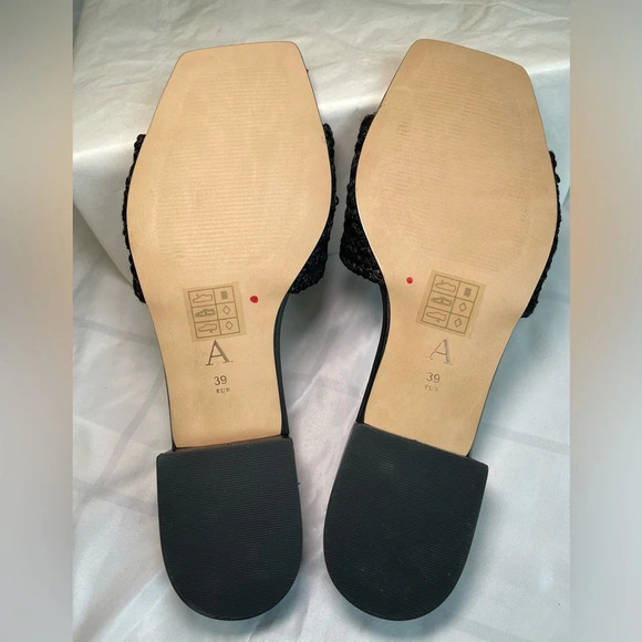 Anthropologie Black Woven Slide Sandals with Block Heel - Picture 8 of 12